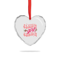 Pink Xmas Sleigh Girl Sleigh Heart Crystal Glass Ornament - Wonder Print Shop