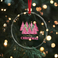 Pink Xmas Tree Farm Crystal Glass Ornament Merry Xmas Ornaments Family Holiday Pajamas TS02