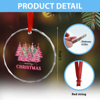 Pink Xmas Tree Farm Crystal Glass Ornament Merry Xmas Ornaments Family Holiday Pajamas TS02