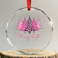 Pink Xmas Trees Crystal Glass Ornament Leopard Christmas Tree Decorations Décor TS10