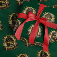 Pirate Lovers Wrapping Paper Roll Vintage Golden Pirate Ship Skull Graphic