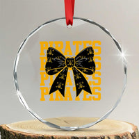 Pirates Coquette Bow Crystal Glass Ornament Retro Sports Style Pirate Skull