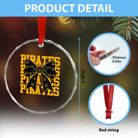 Pirates Coquette Bow Crystal Glass Ornament Retro Sports Style Pirate Skull