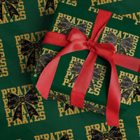 Pirates Coquette Bow Wrapping Paper Roll Retro Sports Style Pirate Skull
