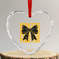 Pirates Coquette Bow Heart Crystal Glass Ornament Retro Sports Style Pirate Skull