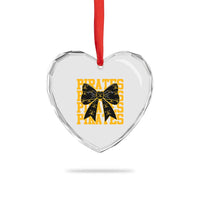 Pirates Coquette Bow Heart Crystal Glass Ornament Retro Sports Style Pirate Skull