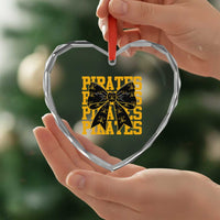 Pirates Coquette Bow Heart Crystal Glass Ornament Retro Sports Style Pirate Skull