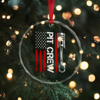 Pit Crew Crystal Glass Ornament Racing Race Car American Flag TS10