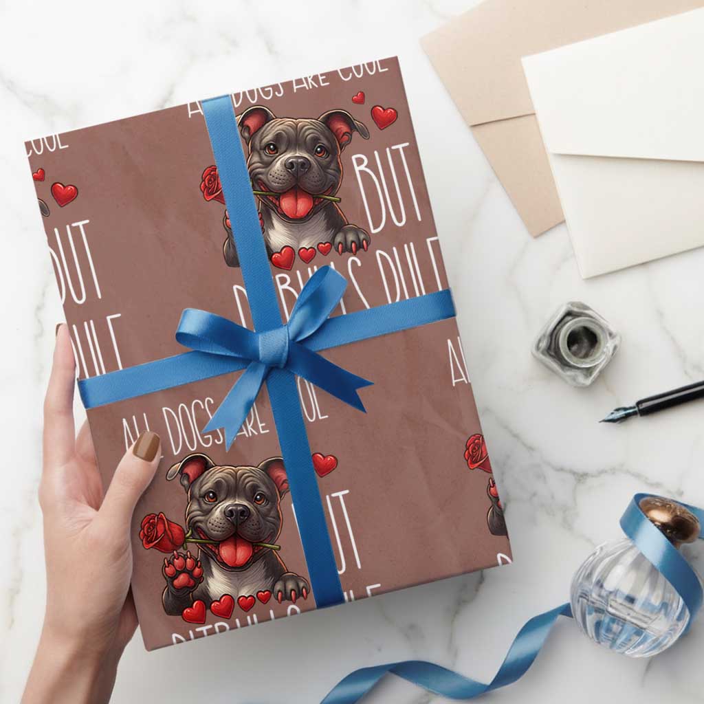 Pitbull Lover Wrapping Paper Roll All Dogs Are Cool But Pitbulls Rule - Wonder Print Shop