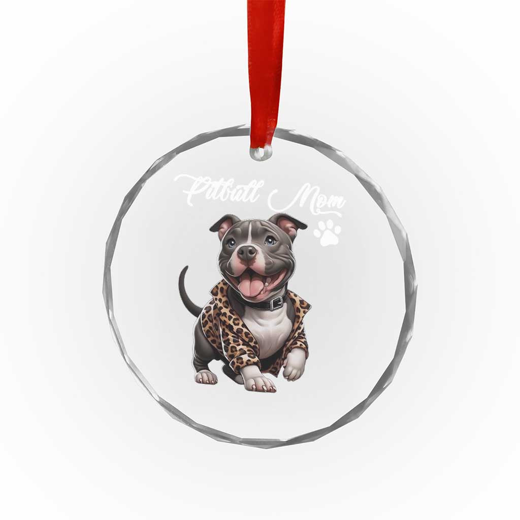 Pitbull Mom Crystal Glass Ornament Cute Pitbull Puppy Dog Lovers - Wonder Print Shop