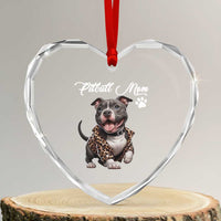Pitbull Mom Heart Crystal Glass Ornament Cute Pitbull Puppy Dog Lovers - Wonder Print Shop
