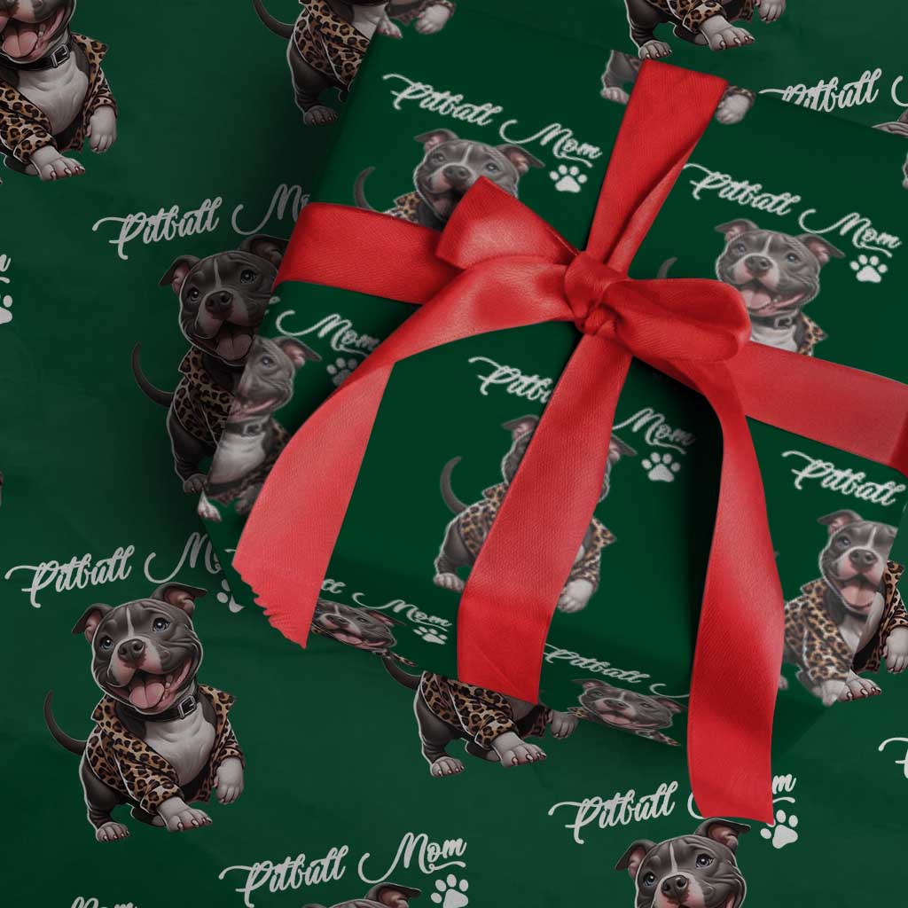 Pitbull Mom Wrapping Paper Roll Cute Pitbull Puppy Dog Lovers - Wonder Print Shop