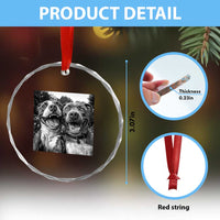 Pitbull Selfie Meme Crystal Glass Ornament Funny Dog Lover Graphic