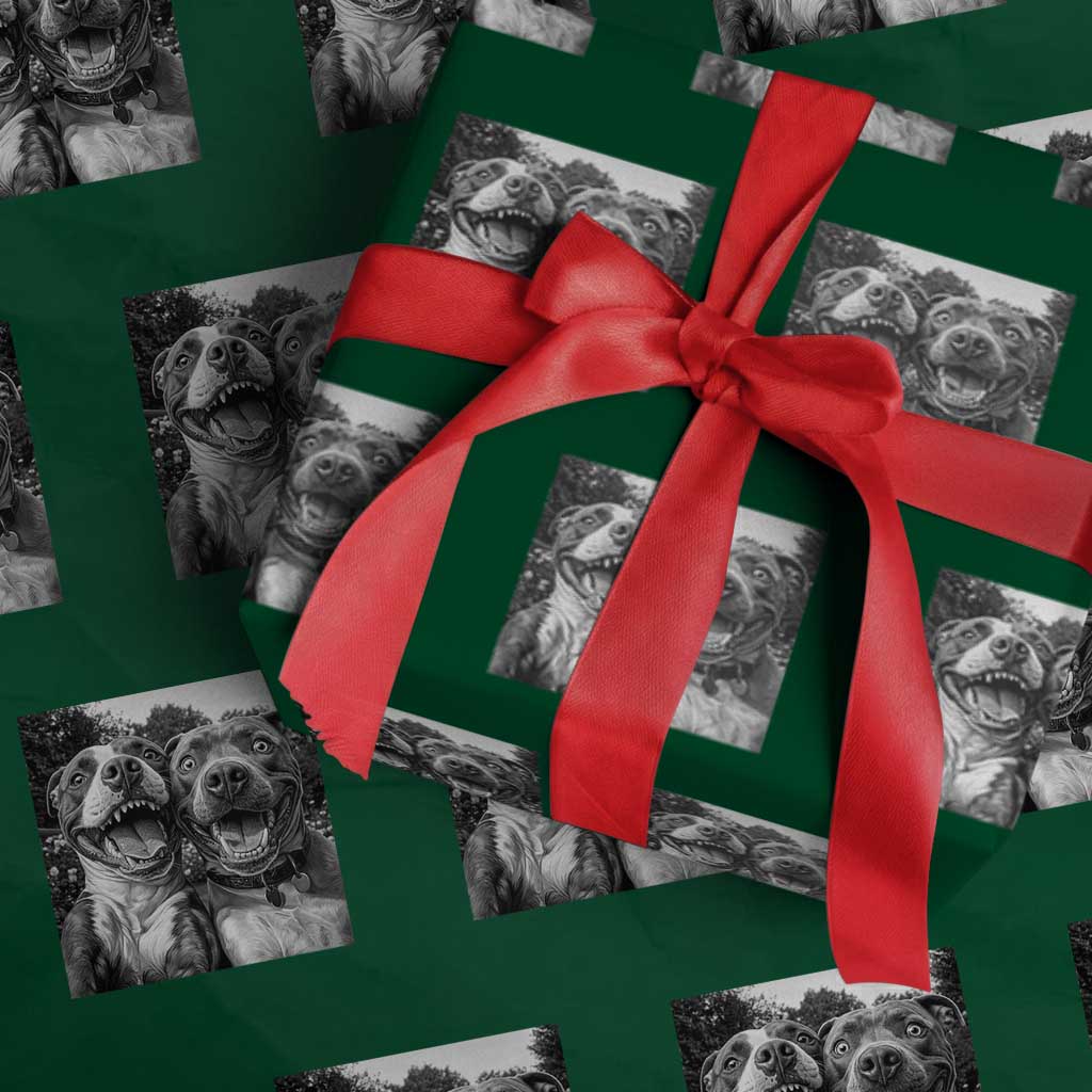 Pitbull Selfie Meme Wrapping Paper Roll Funny Dog Lover Graphic