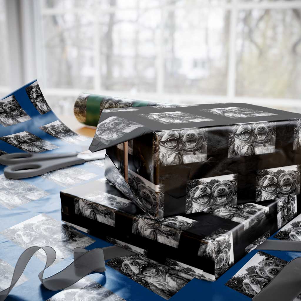 Pitbull Selfie Meme Wrapping Paper Roll Funny Dog Lover Graphic