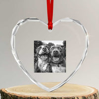 Pitbull Selfie Meme Heart Crystal Glass Ornament Funny Dog Lover Graphic