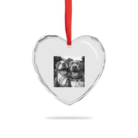 Pitbull Selfie Meme Heart Crystal Glass Ornament Funny Dog Lover Graphic