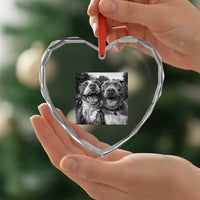Pitbull Selfie Meme Heart Crystal Glass Ornament Funny Dog Lover Graphic