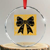 Pittsburgh Coquette Bow Crystal Glass Ornament Retro Sports Style Pirate Skull