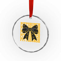 Pittsburgh Coquette Bow Crystal Glass Ornament Retro Sports Style Pirate Skull