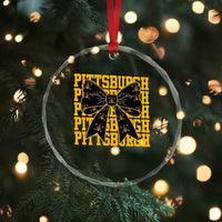 Pittsburgh Coquette Bow Crystal Glass Ornament Retro Sports Style Pirate Skull