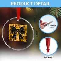 Pittsburgh Coquette Bow Crystal Glass Ornament Retro Sports Style Pirate Skull