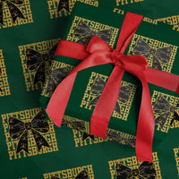Pittsburgh Coquette Bow Wrapping Paper Roll Retro Sports Style Pirate Skull
