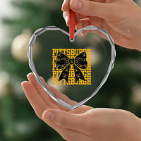 Pittsburgh Coquette Bow Heart Crystal Glass Ornament Retro Sports Style Pirate Skull