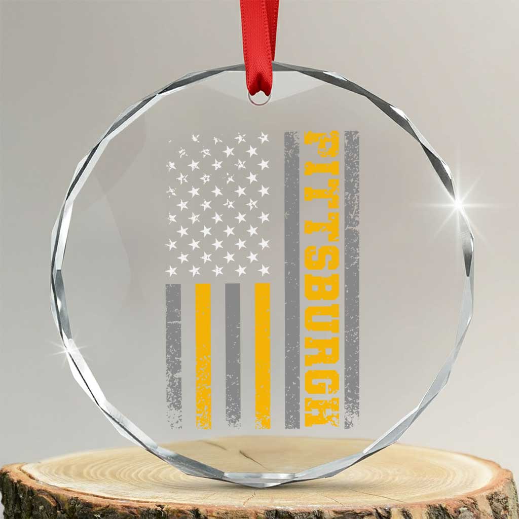 Pittsburgh Crystal Glass Ornament Retro Vintage USA Flag Patriotic American - Wonder Print Shop