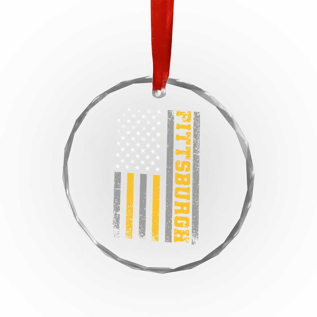 Pittsburgh Crystal Glass Ornament Retro Vintage USA Flag Patriotic American - Wonder Print Shop