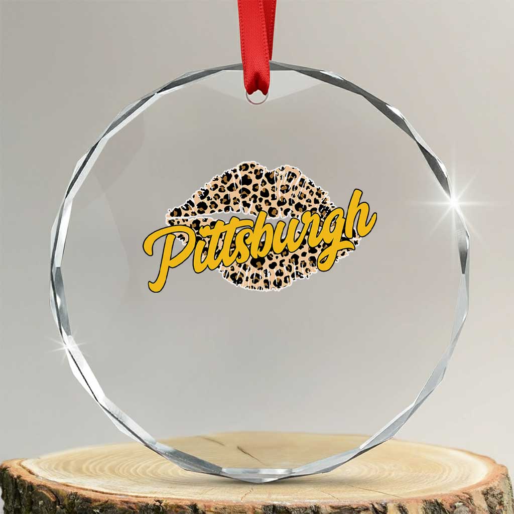Pittsburgh Leopard Lips Crystal Glass Ornament Steel City Pride Woman Girl - Wonder Print Shop