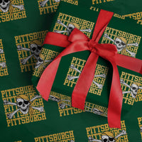 Pittsburgh Lovers Wrapping Paper Roll Retro Pennsylvania Steel City Pirate Skull