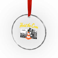 Pittsburgh Skyline Victory Hoist The Cone Meme Crystal Glass Ornament Funny Sports Fan Celebration