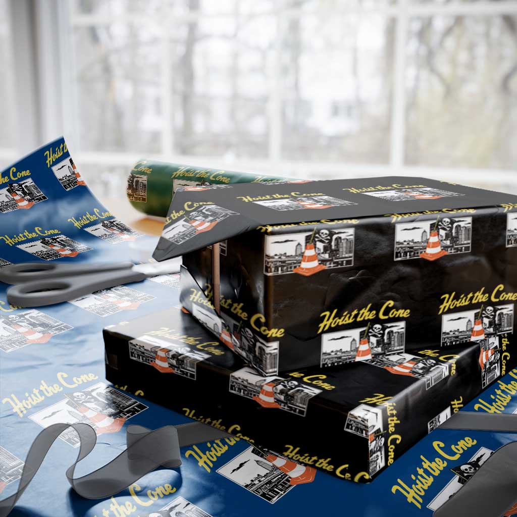 Pittsburgh Skyline Victory Hoist The Cone Meme Wrapping Paper Roll Funny Sports Fan Celebration