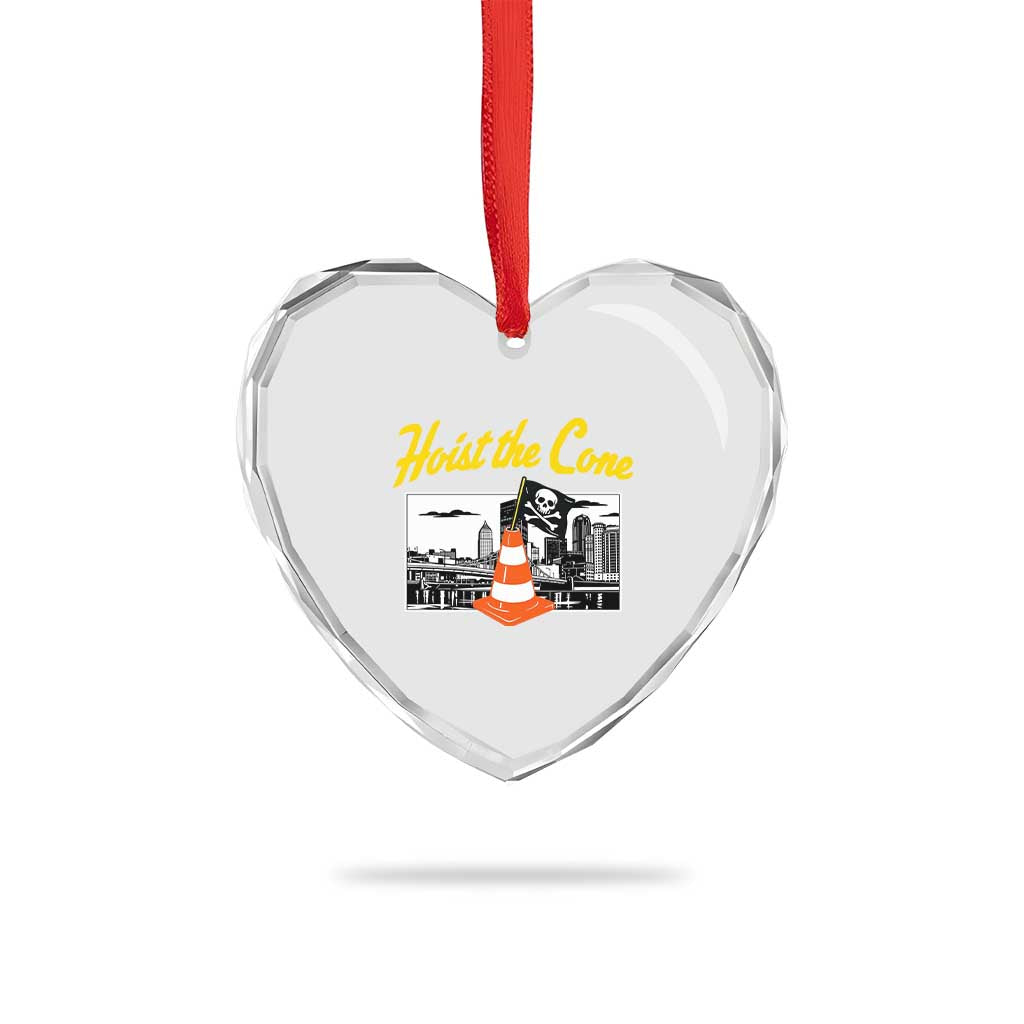 Pittsburgh Skyline Victory Hoist The Cone Meme Heart Crystal Glass Ornament Funny Sports Fan Celebration
