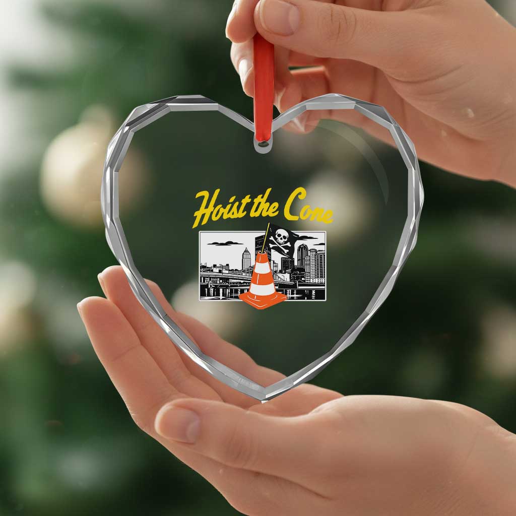 Pittsburgh Skyline Victory Hoist The Cone Meme Heart Crystal Glass Ornament Funny Sports Fan Celebration