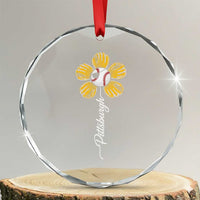 Pittsburgh Sport Retro Baseball Flower Crystal Glass Ornament Funny Game Day