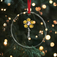 Pittsburgh Sport Retro Baseball Flower Crystal Glass Ornament Funny Game Day