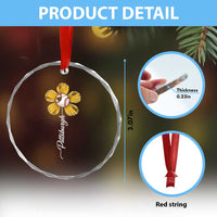 Pittsburgh Sport Retro Baseball Flower Crystal Glass Ornament Funny Game Day