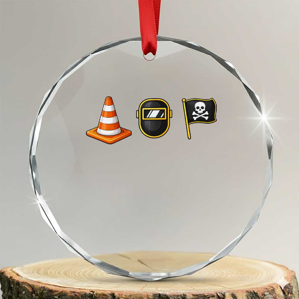 Pittsburgh Victory Icons Rebus Graphic IYKYK Meme Crystal Glass Ornament Hoist The Cone Welding Mask Jolly Roger Flag