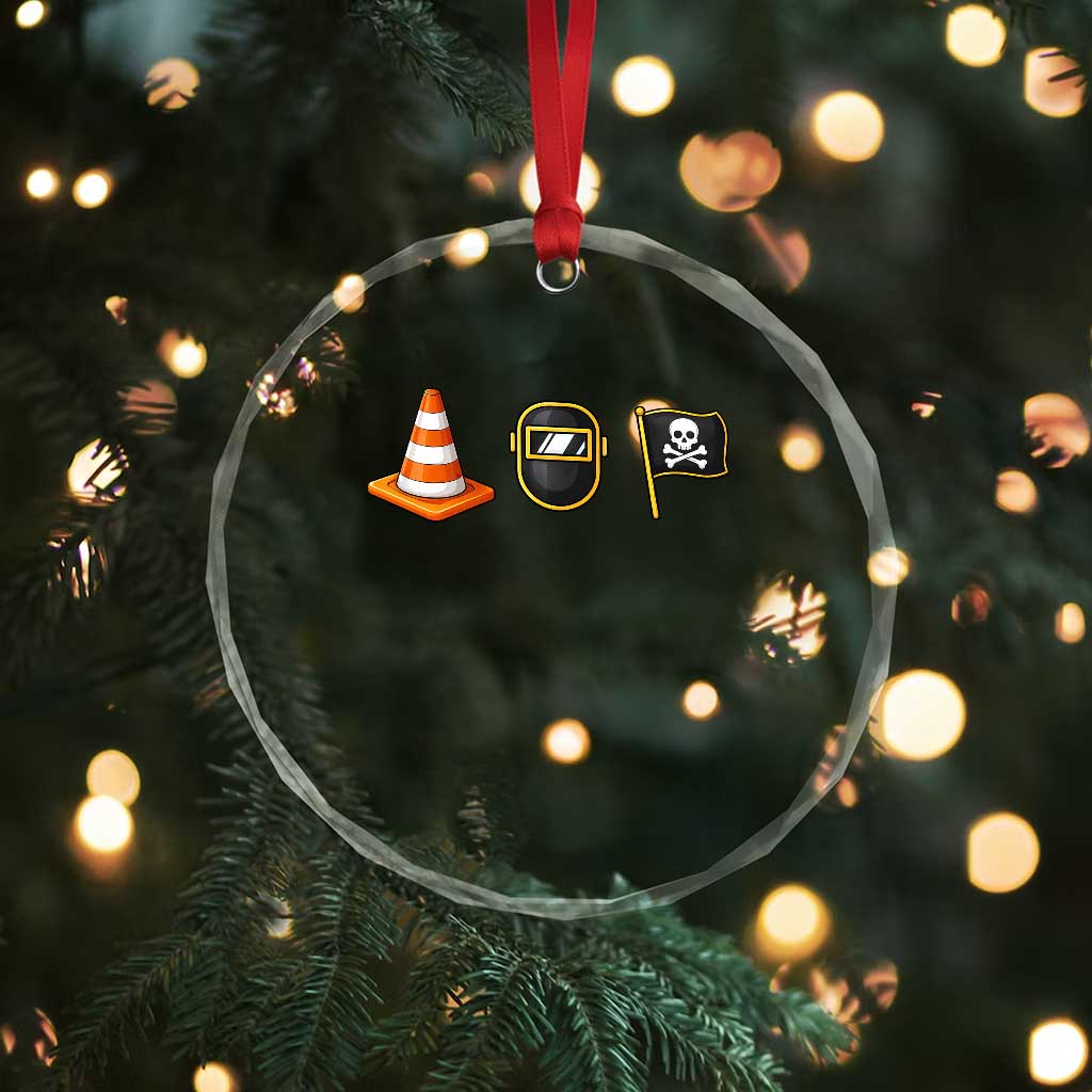 Pittsburgh Victory Icons Rebus Graphic IYKYK Meme Crystal Glass Ornament Hoist The Cone Welding Mask Jolly Roger Flag