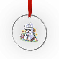 Pixel Art Gamer Bunny Easter Crystal Glass Ornament Cool Retro Gaming Vibes - Wonder Print Shop