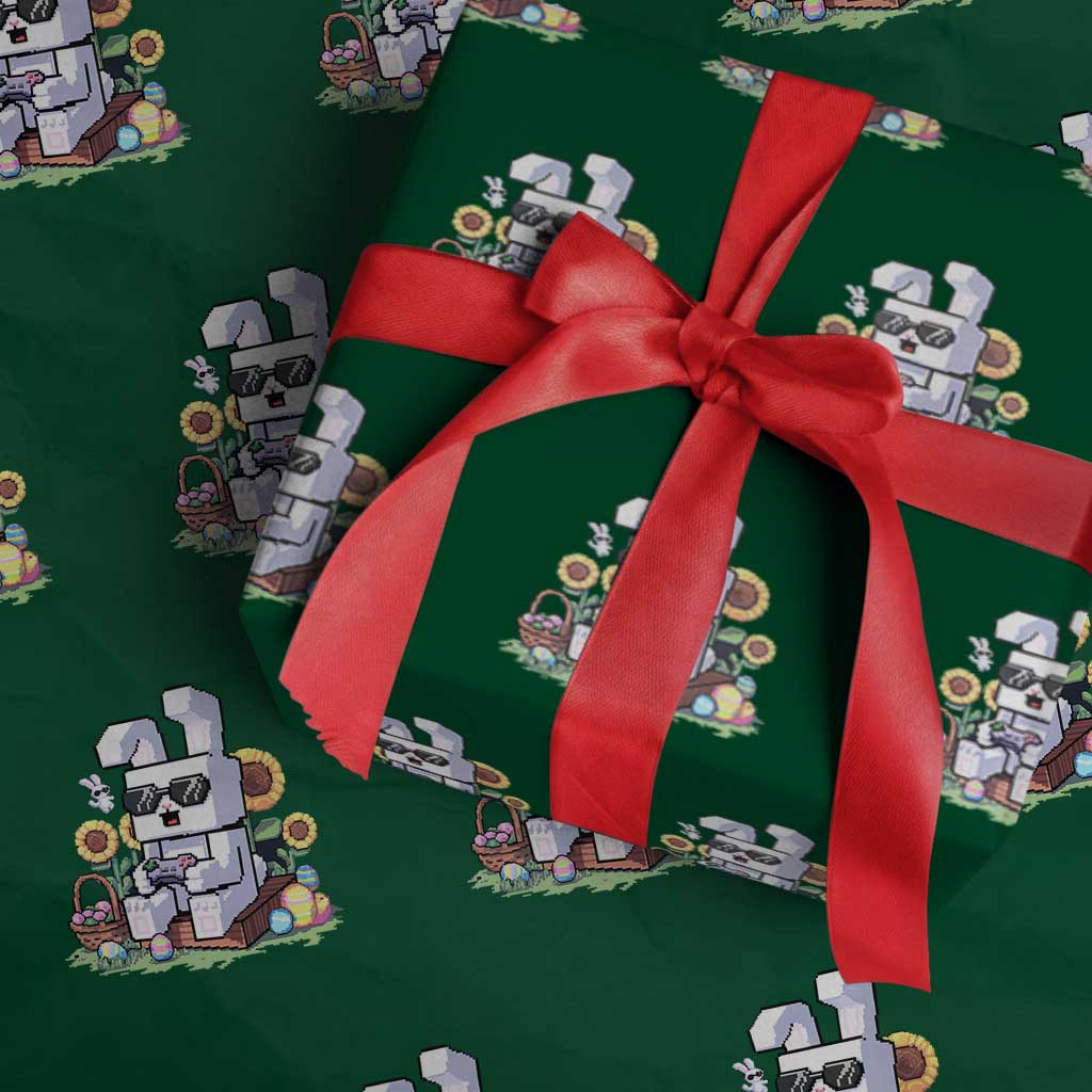 Pixel Art Gamer Bunny Easter Wrapping Paper Roll Cool Retro Gaming Vibes - Wonder Print Shop