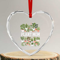 Plant Mom Heart Crystal Glass Ornament Funny Plant Lady Mama Floral Garden