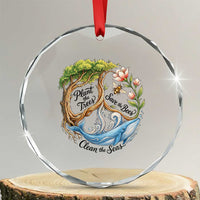 Plant The Trees Save The Bees Clean The Seas Crystal Glass Ornament Vintage Peace Sign Aesthetic Nature Lover Ocean Conservation