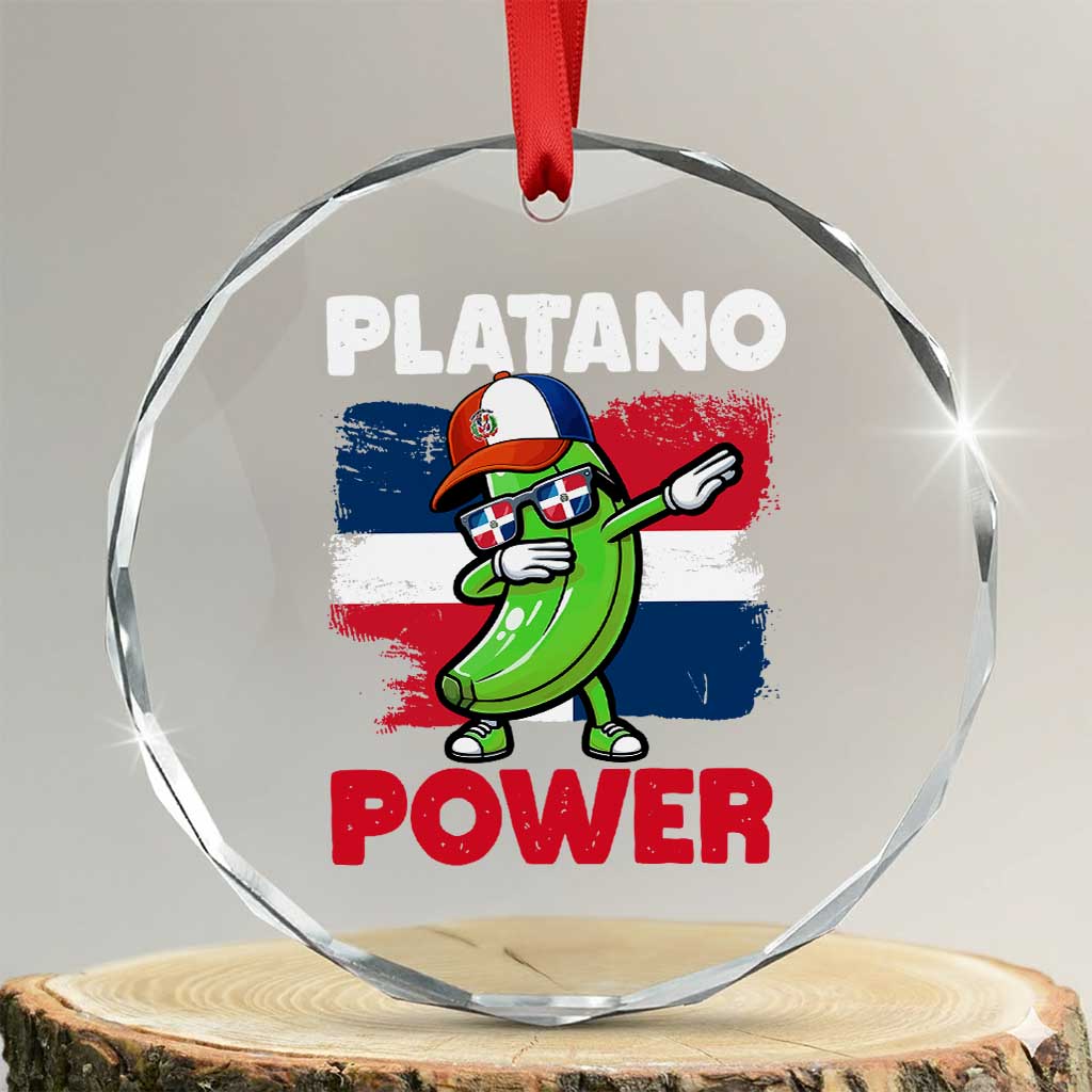 Platano Power Crystal Glass Ornament Funny Dominican Republic Flag Baseball