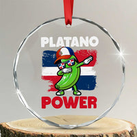 Platano Power Crystal Glass Ornament Funny Dominican Republic Flag Baseball