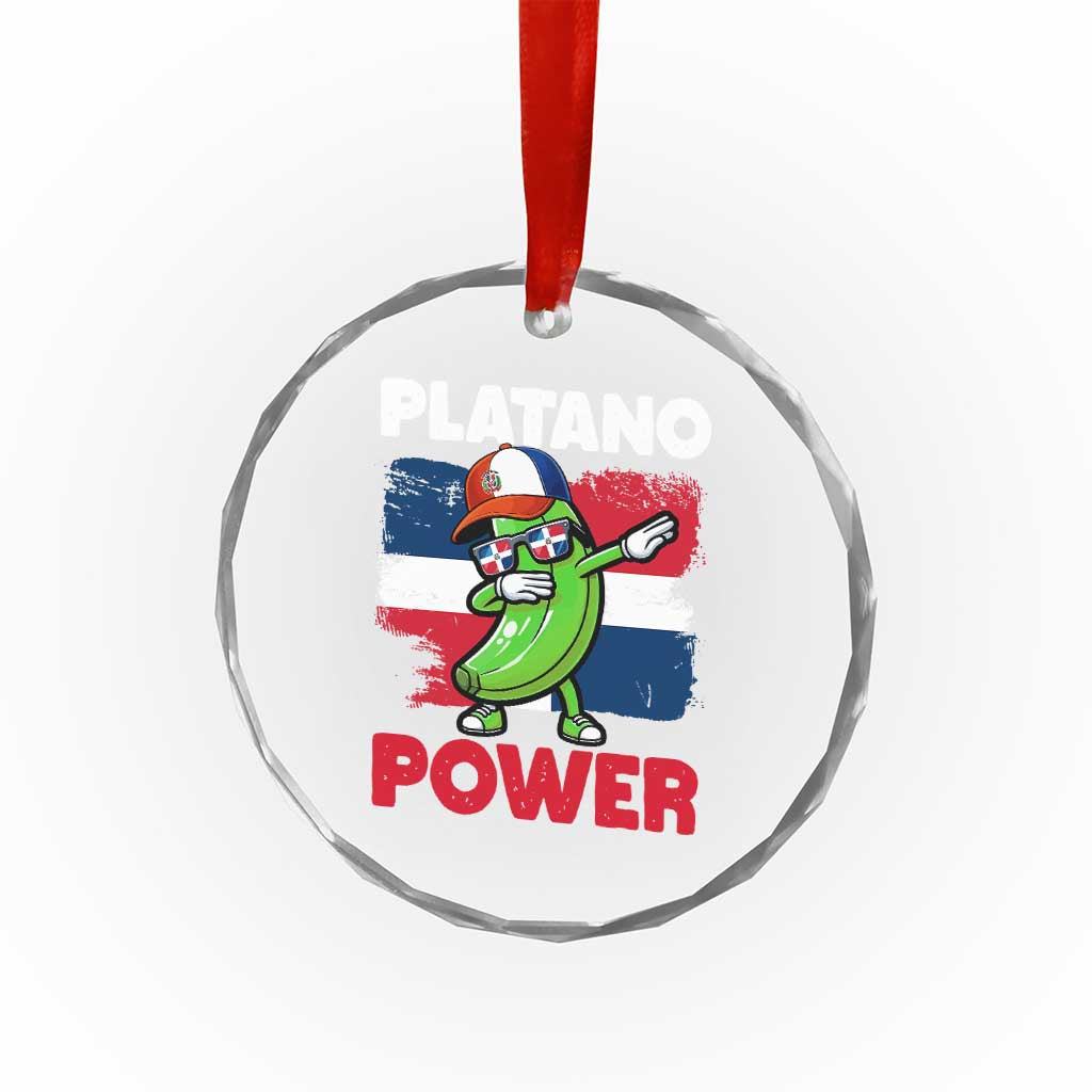 Platano Power Crystal Glass Ornament Funny Dominican Republic Flag Baseball