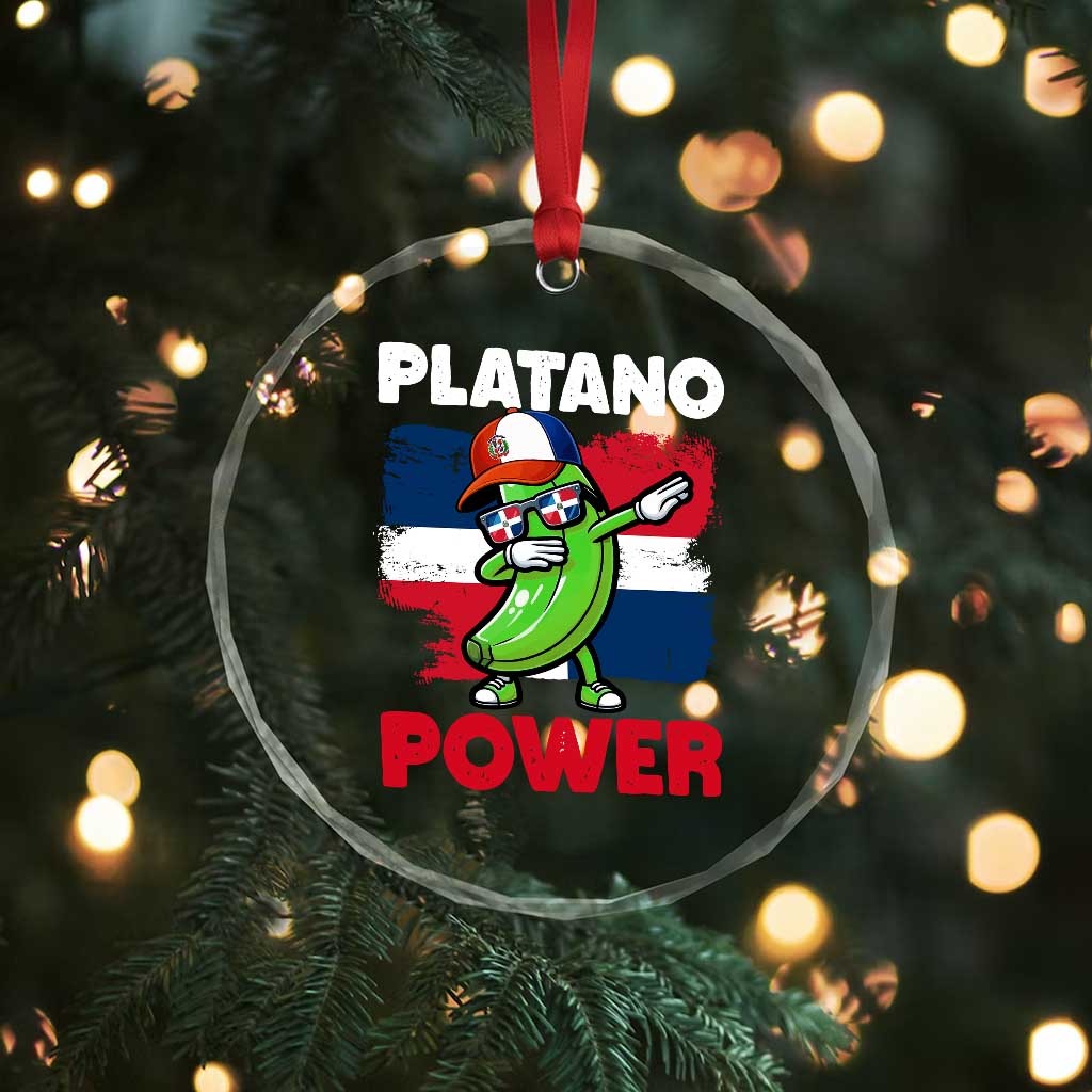 Platano Power Crystal Glass Ornament Funny Dominican Republic Flag Baseball