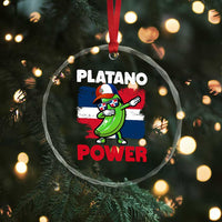 Platano Power Crystal Glass Ornament Funny Dominican Republic Flag Baseball